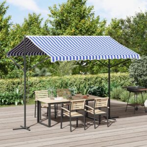 Vrijstaande luifel – 300x300x260 cm (lxbxh) – met handslinger – blauw/wit – Type VD