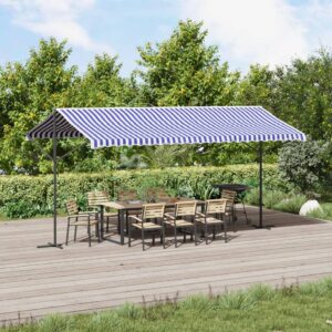 Vrijstaande luifel – 400x300x260 cm (lxbxh) – met handslinger – blauw/wit – Type VD