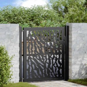 Tuinpoort met sporenontwerp - 105x106 cm - Zwart - Type WK