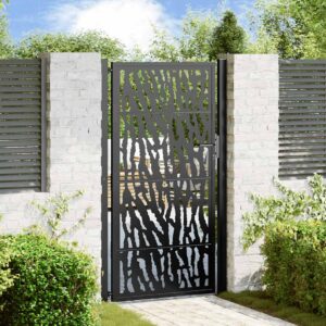 Tuinpoort met sporenontwerp - 105x180 cm - Zwart - Type WK