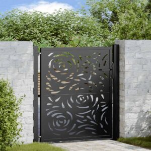 Tuinpoort met vlamontwerp - 105x106 cm - Zwart - Type WK