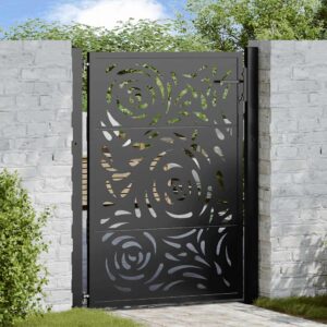 Tuinpoort met vlamontwerp - 105x130 cm - Zwart - Type WK