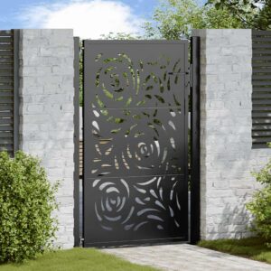 Tuinpoort met vlamontwerp - 105x155 cm - Zwart - Type WK