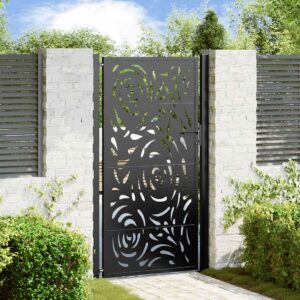 Tuinpoort met vlamontwerp - 105x180 cm - Zwart - Type WK