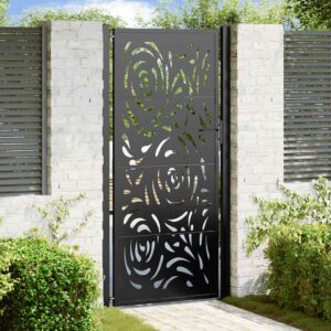 Tuinpoort met vlamontwerp - 105x205 cm - Zwart - Type WK