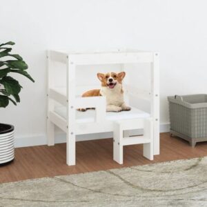 Hondenmand - 55,5x53,5x60 cm - massief grenenhout - wit