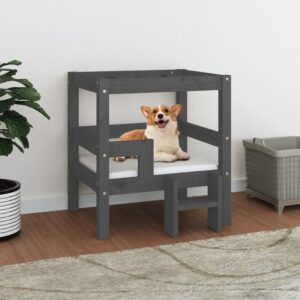 Hondenmand - 55,5x53,5x60 cm - massief grenenhout - grijs