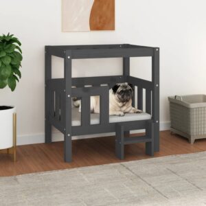 Hondenmand - 65,5x43x70 cm - massief grenenhout - grijs
