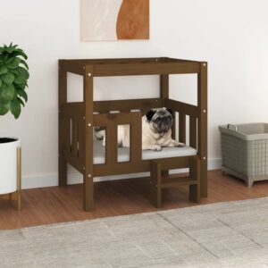 Hondenmand - 65,5x43x70 cm - massief grenenhout - bruin