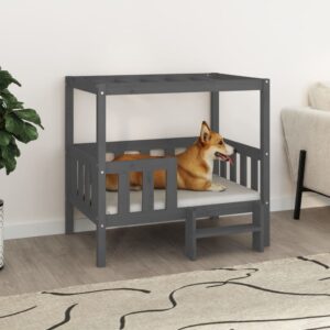 Hondenmand - 95,5x73,5x90 cm - massief grenenhout - grijs