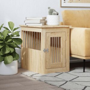 Hondenbench - 45x62x59 cm - bewerkt hout - eikenkleurig