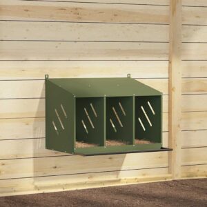 Kippennestkast met 3 vakken - 80x64x60 cm - olijfgroen - metaal - Type VD