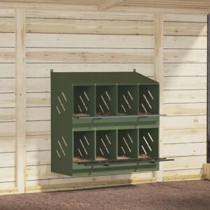 Kippennestkast met 8 vakken - 106x79x110 cm - olijfgroen - metaal - Type VD