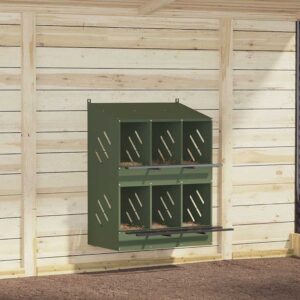 Kippennestkast met 6 vakken - 80x79x110 cm - olijfgroen - metaal - Type VD