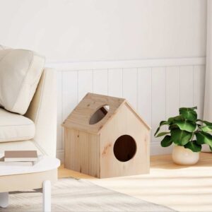 Kattenhuis - 41x50x50 cm - massief grenenhout - naturel