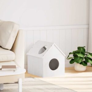 Kattenhuis - 41x50x50 cm - massief grenenhout - wit