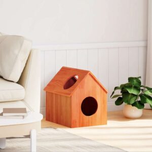 Kattenhuis - 41x50x50 cm - massief grenenhout - wasbruin
