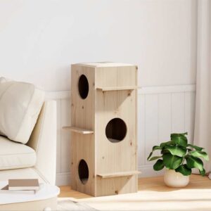 Kattenhuis - 43x43x90 cm - massief grenenhout - naturel