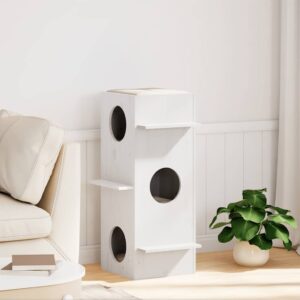 Kattenhuis - 43x43x90 cm - massief grenenhout - wit