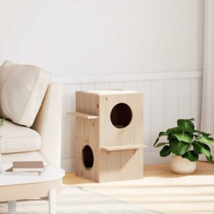 Kattenhuis - 43x43x60 cm - massief grenenhout - naturel