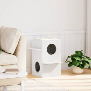 Kattenhuis - 43x43x60 cm - massief grenenhout - wit