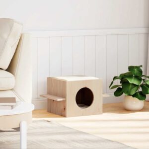 Kattenhuis - 51x35x30 cm - massief grenenhout - naturel