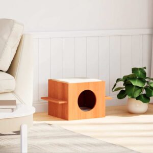 Kattenhuis - 51x35x30 cm - massief grenenhout - wasbruin