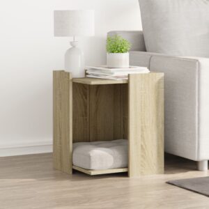 Kattenbakkast - 42x42x51 cm - bewerkt hout eikenkleurig