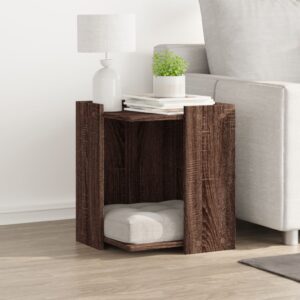 Kattenbakkast - 42x42x51 cm - bewerkt hout bruin eikenkleurig