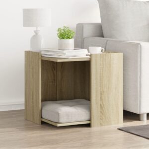 Kattenbakkast - 53x53x51 cm - bewerkt hout eikenkleurig