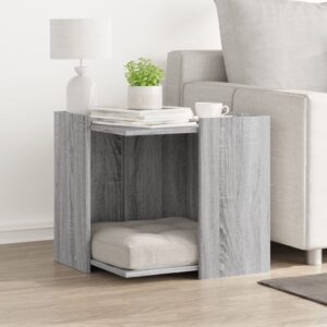 Kattenbakkast - 53x53x51 cm - bewerkt hout grijs eikenkleurig