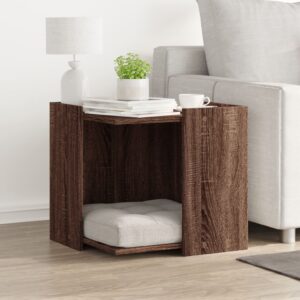 Kattenbakkast - 53x53x51 cm - bewerkt hout bruin eikenkleurig