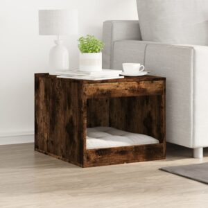 Kattenbakkast - 47x59x42 cm - bewerkt hout gerookt eikenkleurig