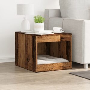 Kattenbakkast - 47x59x42 cm - bewerkt hout oud houtkleurig