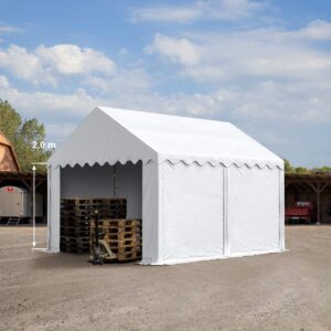 Opslagtent - Groot - 400x400x200 cm - Incl. Bodemframe - Wit - Type TOO/AM