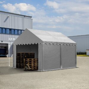 Opslagtent - Groot 400x300x200 cm - Incl. Bodemframe - Grijs - Type TOO/AM