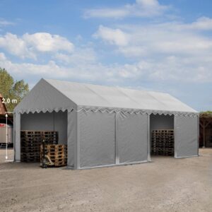 Opslagtent - Groot 800x400x200 cm - Incl. Bodemframe - Grijs - Type TOO/AM