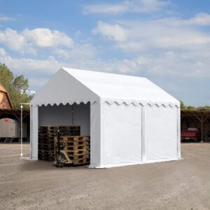 Opslagtent - Groot 400x300x200 cm - Incl. Bodemframe - Wit - Type TOO/AM