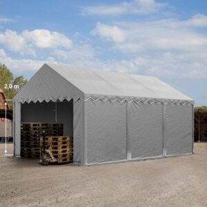 Opslagtent - Groot 600x300x200 cm - Incl. Bodemframe - Grijs - Type TOO/AM