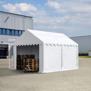 Opslagtent - Groot - 400x300x200 cm - Incl. Bodemframe - Wit - Type TOO/AM