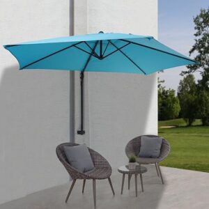 Wandparasol geheel inklapbaar - alu/staal - 300 cm - turquoise - Type MEN/AM