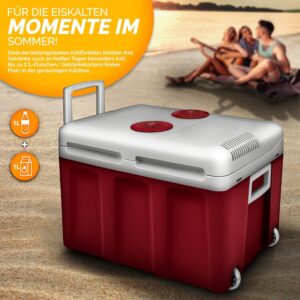Koelbox met wieltjes - 40 liter - 230 V en 12 V - met eco-modus - rood - Type TIL/AM