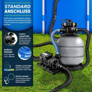 Zandfiltersysteem - 7.900L/h + 400g Filterkogels - 7-weg ventiel & Adapter Ø32-38mm - Grijs - Type TIL/AM