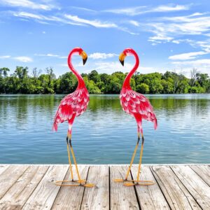 Tuinbeelden set van 2 stuks - Flamingosculptuur - Staal - 89 cm - Type COS/AM