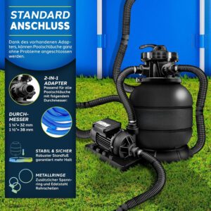 Zandfiltersysteem - 7.900L/h + 400g Filterkogels - 7-weg ventiel & Adapter Ø32-38mm - Zwart - Type TIL/AM
