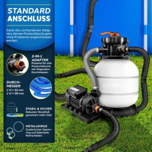 Zandfiltersysteem - 7.900L/h + 400g Filterkogels - 7-weg ventiel & Adapter Ø32-38mm - Wit - Type TIL/AM