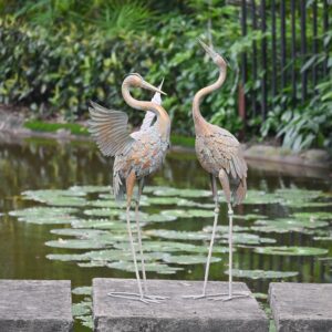 Tuinbeelden set van 2 stuks - Kraanvogelsculptuur - Staal - 61 cm - Type TER/AM