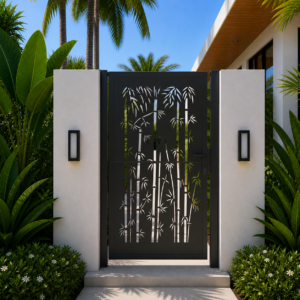 Tuinpoort bamboe ontwerp - 105x180 cm - Zwart