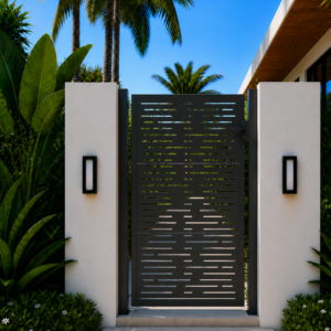 Tuinpoort met vierkant - 105x155 cm - Zwart