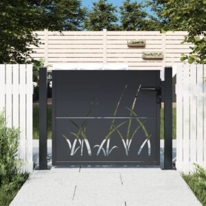 Tuinpoort met grasontwerp - 105x80 cm - Zwart